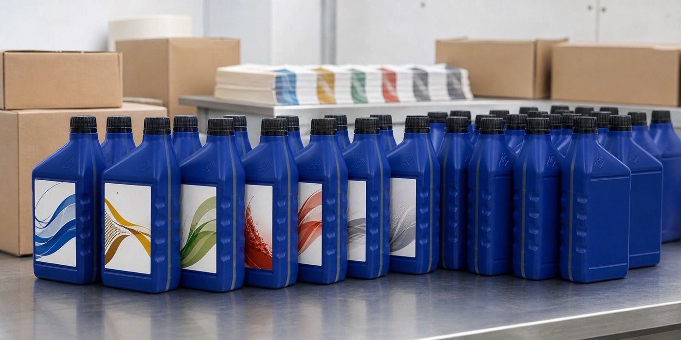 Taniche di lubrificante neutre e personalizzate per produzioni private label